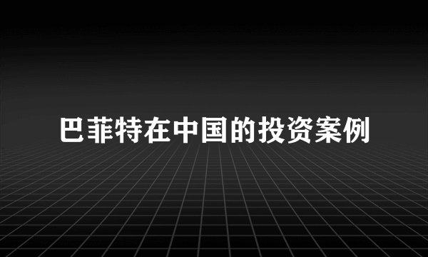 巴菲特在中国的投资案例