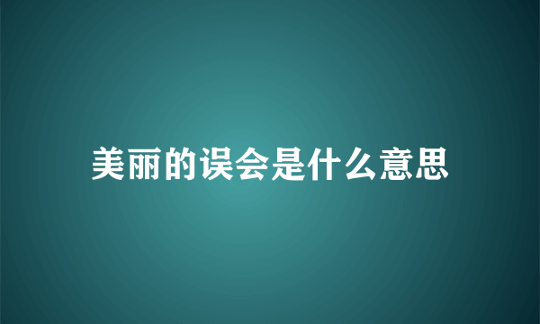 美丽的误会是什么意思