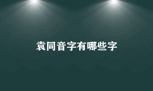 袁同音字有哪些字