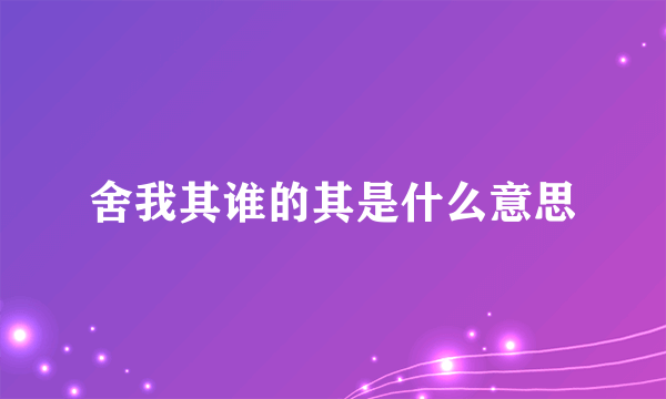 舍我其谁的其是什么意思