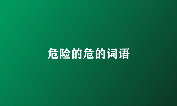 危险的危的词语