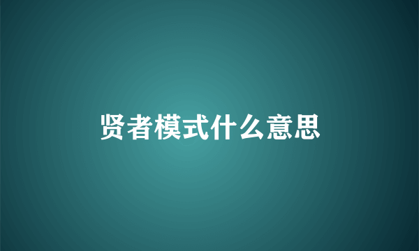 贤者模式什么意思