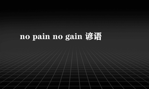 no pain no gain 谚语