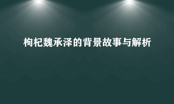 枸杞魏承泽的背景故事与解析