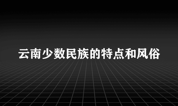 云南少数民族的特点和风俗
