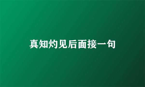 真知灼见后面接一句