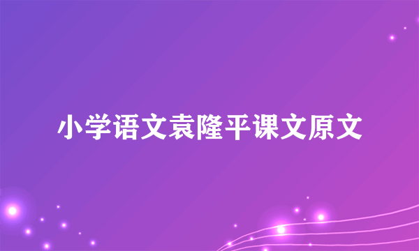 小学语文袁隆平课文原文