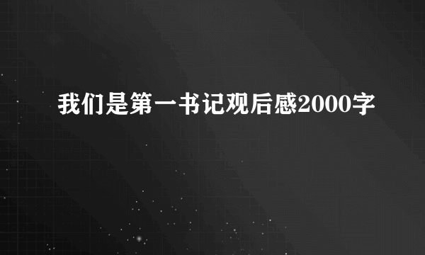 我们是第一书记观后感2000字