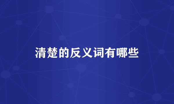 清楚的反义词有哪些
