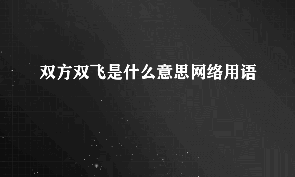 双方双飞是什么意思网络用语
