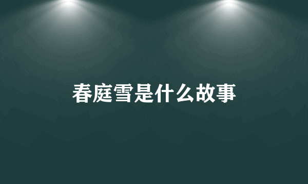 春庭雪是什么故事
