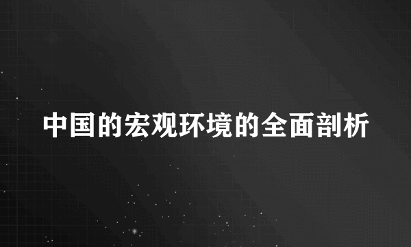 中国的宏观环境的全面剖析
