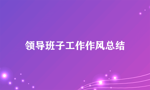 领导班子工作作风总结