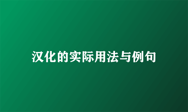 汉化的实际用法与例句