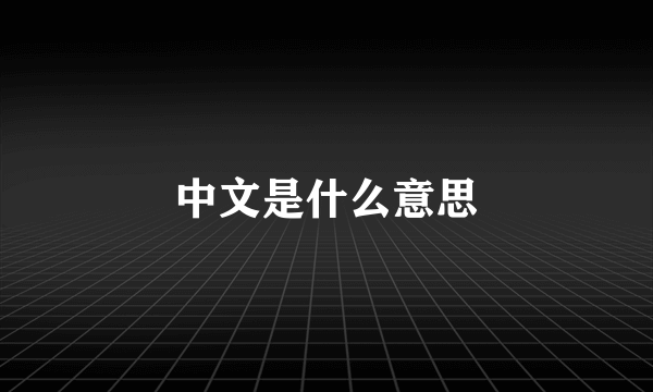 中文是什么意思