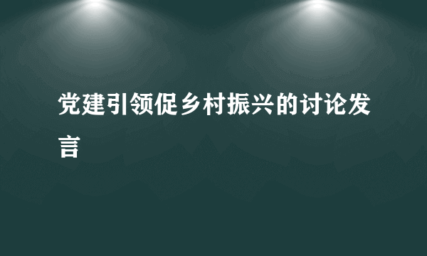 党建引领促乡村振兴的讨论发言