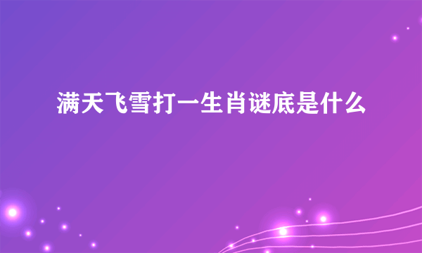 满天飞雪打一生肖谜底是什么