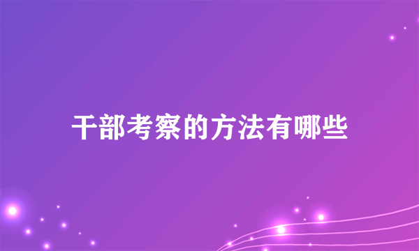 干部考察的方法有哪些