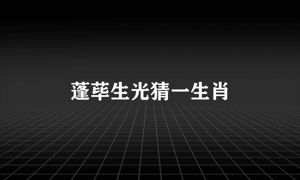 蓬荜生光猜一生肖