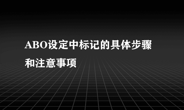 ABO设定中标记的具体步骤和注意事项