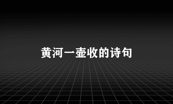 黄河一壶收的诗句