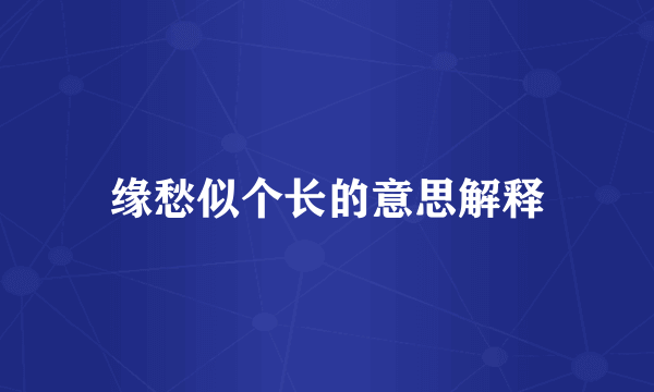 缘愁似个长的意思解释