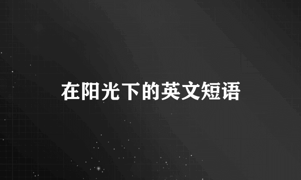 在阳光下的英文短语