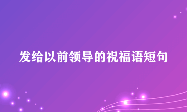 发给以前领导的祝福语短句