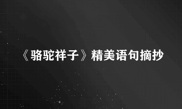 《骆驼祥子》精美语句摘抄