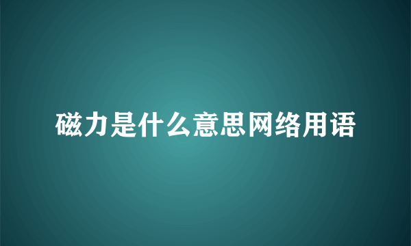 磁力是什么意思网络用语