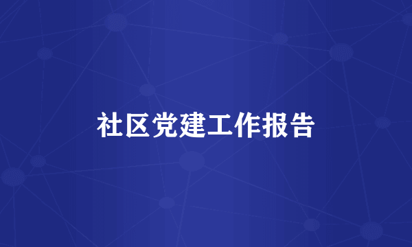 社区党建工作报告