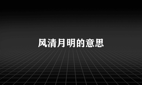 风清月明的意思