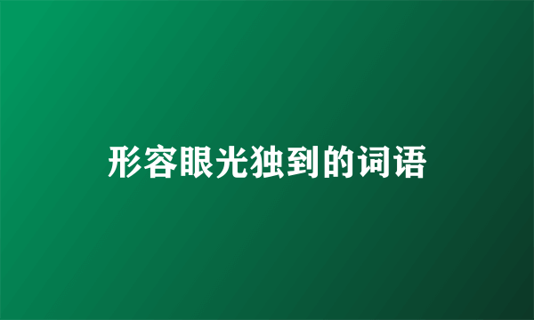 形容眼光独到的词语