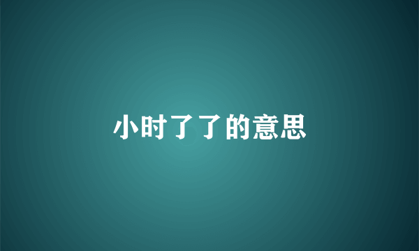 小时了了的意思