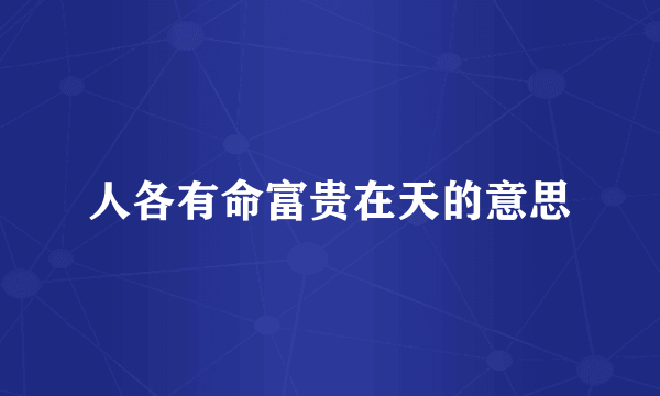 人各有命富贵在天的意思