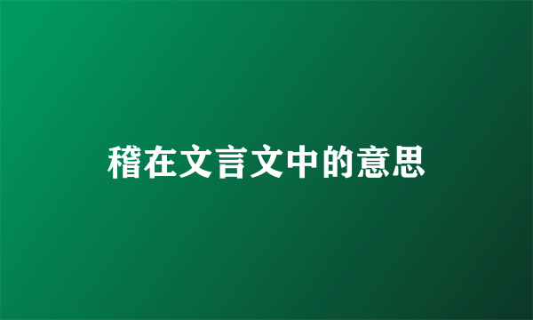 稽在文言文中的意思