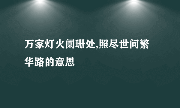 万家灯火阑珊处,照尽世间繁华路的意思