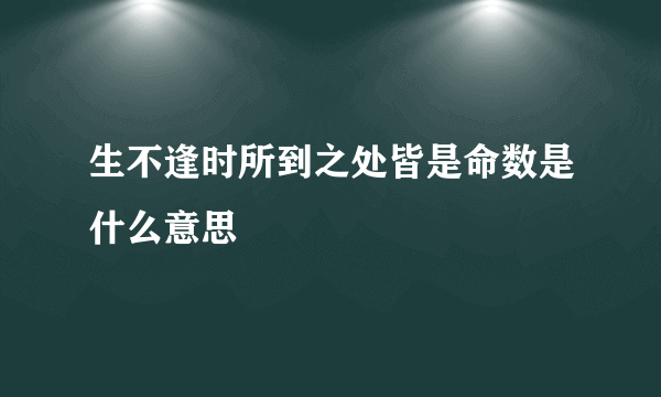 生不逢时所到之处皆是命数是什么意思