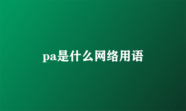 pa是什么网络用语