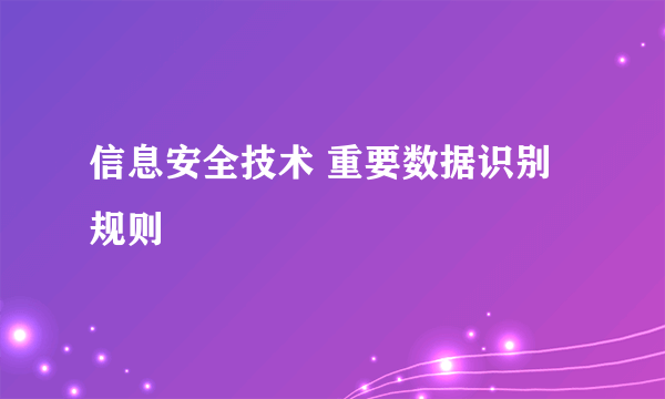 信息安全技术 重要数据识别规则