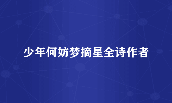 少年何妨梦摘星全诗作者