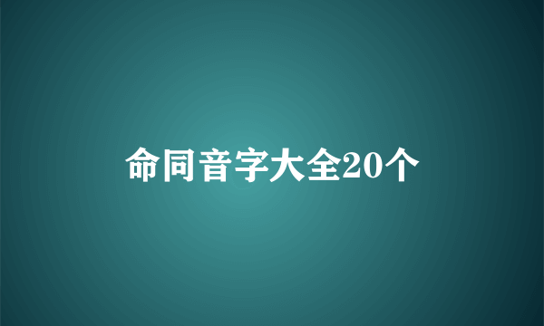 命同音字大全20个