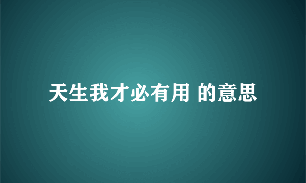 天生我才必有用 的意思
