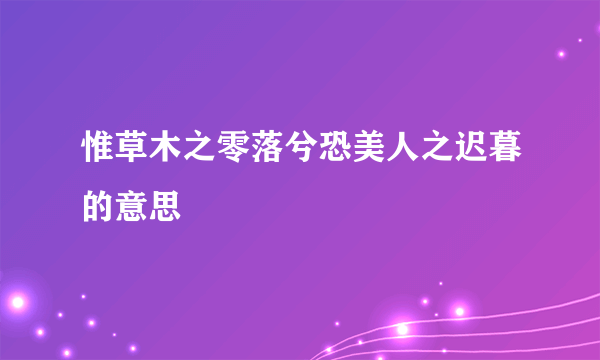 惟草木之零落兮恐美人之迟暮的意思