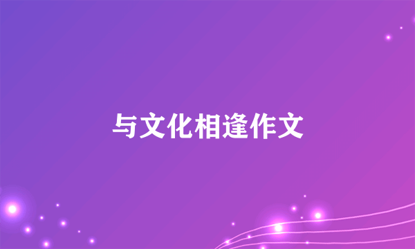 与文化相逢作文