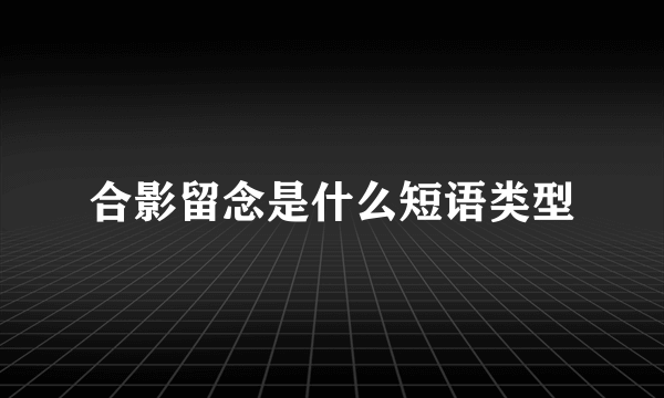 合影留念是什么短语类型