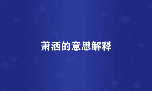 萧洒的意思解释