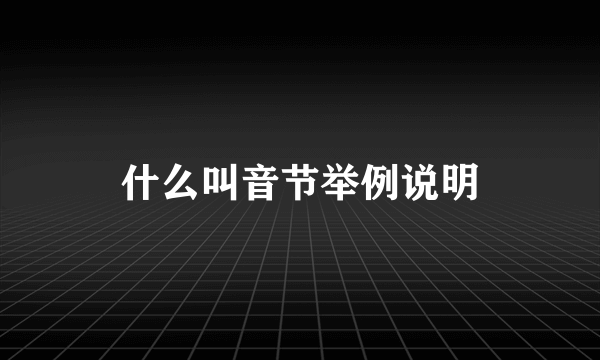 什么叫音节举例说明