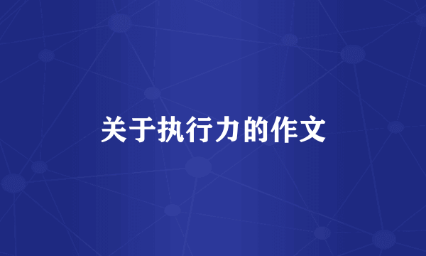 关于执行力的作文