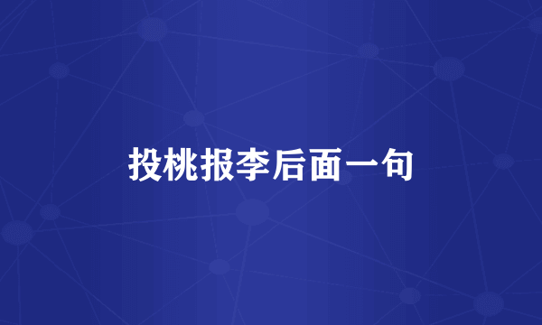 投桃报李后面一句